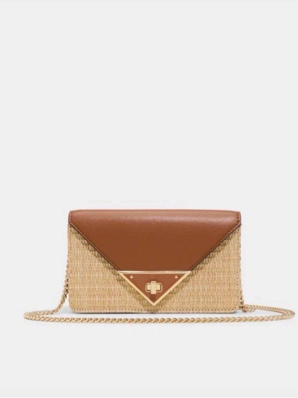 Aldo Tan Woven Crossbody with Gold Hardware